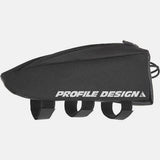 Profile Design Aero Medium Top Tube Storage Pack attached to a cycling bike's top tube for convenient accessory storage.