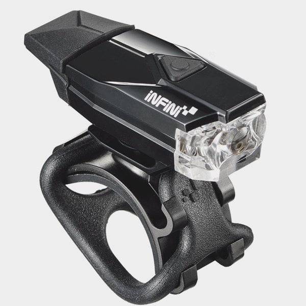 Infini Mini-Lava rechargeable USB front bike light with 50 lumens, compact LED accessory for bike safety and visibility.