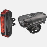 Infini Twin Pack bike lights with Super Lava 300 front light and Sword Super Bright 30 COB rear light on a bike.