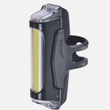 Infini Super Bright 30-LED COB bike front light with USB rechargeable battery, mounted on a bicycle handlebars for enhanced visibility.