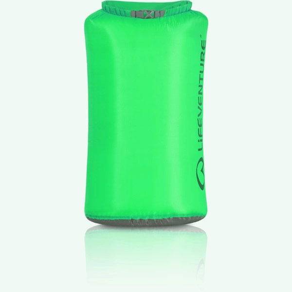 LifeVenture 70L waterproof ultralight dry bag with roll-top closure, outdoor gear accessory for camping and travel.