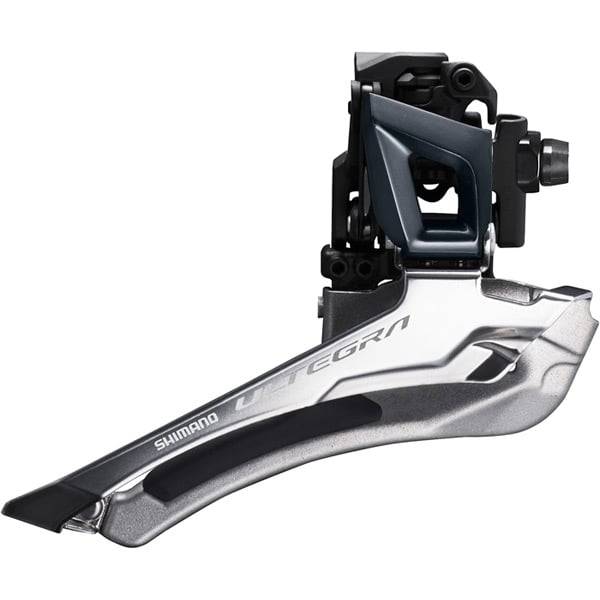 Shimano Ultegra FD-R8000 11-speed front derailleur for road bikes, double chainring, black metal component with mounting clamp