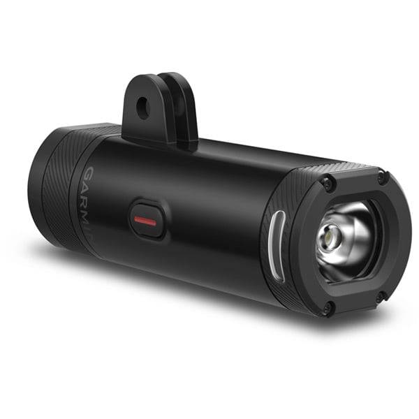 Garmin Varia UT800 Urban Edition bike headlight with 800 lumens, mounted on a bicycle for urban cycling visibility.