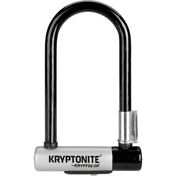 Kryptonite Kryptolok Mini U-Lock with FlexFrame Bracket for bikes, featuring a sturdy U-lock design and secure locking mechanism.