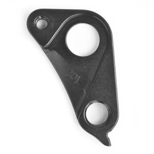 Wheels Manufacturing replaceable derailleur hanger 301, CNC machined dropout for bicycle components, shown in close-up detail.