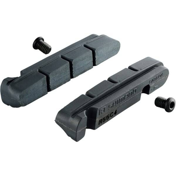 Shimano Dura-Ace R55C4-A carbon rim cartridge brake pads, pair, 1mm thinner, for high-performance bicycle braking components.