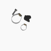 Rixen-Kaul Seat Pillar Adapter for Arran Post Pack bike luggage mount, close-up of secure cycling accessory attachment.