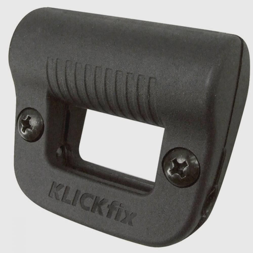 Rixen-Kaul KLICKfix Light Clip accessory securing front light to bicycle basket rim for safe visibility.