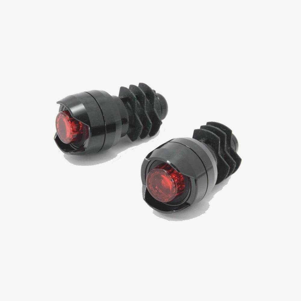 CatEye Orb Bar End Rear Bike Light Set in black mounted on road bike handlebar, enhancing safety and visibility during rides.