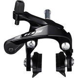 Shimano 105 BR-R7000 road bike brake calipers with 49mm drop and dual-pivot design, mounted on a road bike.