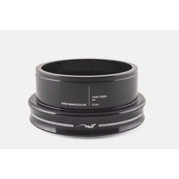 Cane Creek 40 EC49/30 black bike headset showing the durable, low-friction steering component with precision bearings.