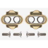 Crankbrothers Gold 6° float cleats for bicycle pedals, compatible with multiple pedal types, shown on a white background.