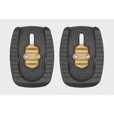 Black Crankbrothers Quattro cleat for 3-bolt road shoes, compatible with Eggbeater and Candy pedals, shown mounted on cycling shoe.