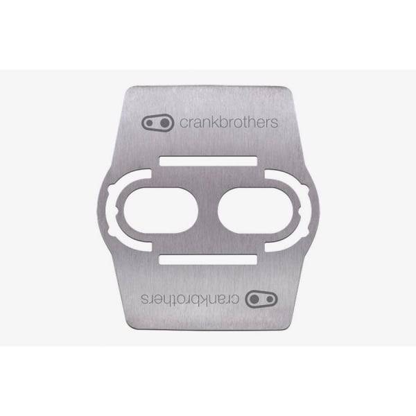 Crankbrothers MTB pedal shoe shields in silver, durable carbon sole protection for cleats and bike shoes.