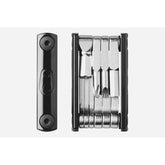 Crankbrothers F10+ black compact bike multi-tool with 11 functions and magnetic case, ideal for bike repair and maintenance.