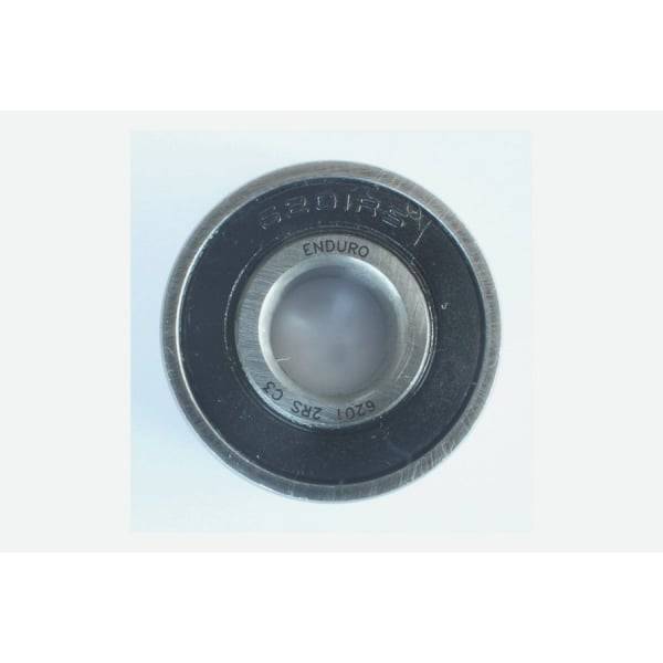 Enduro Bearings 6201 2RS ABEC 3 sealed cycling hub and bottom bracket bearing, 12x32x10mm, showing the sealed bearing in close-up.