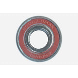 Enduro Bearings 6001 LLU ABEC 3 sealed cycling bearing, 12x28x8mm, showcasing the bearing with its labels and metal casing.