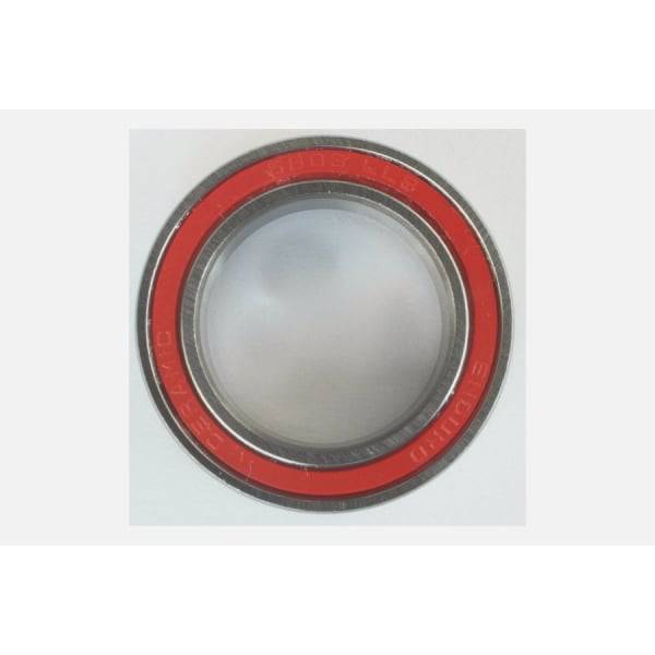 Enduro Bearings 6803 LLB ceramic hybrid bearing with 5mm seal, used in bicycle hubs and bottom brackets, close-up view