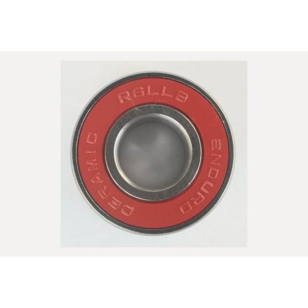 Enduro Bearings R6 LLB ceramic hybrid bearing for hubs and bottom brackets, showing the 7.14mm x 22.22mm x 9.52mm component.