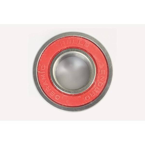 Enduro Bearings R8 LLB ceramic hybrid bike bearing with 7.93mm x 28.57mm x 12.7mm dimensions, shown in close-up image.