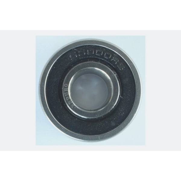 Enduro Bearings 6000 2RS stainless steel sealed bearing for bike hubs and bottom brackets, showing the bearing's metal casing and seals.