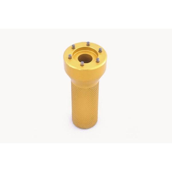 Enduro Bearings yellow crank cap tool for FSA, Cannondale, and Zipp cranksets, component tool for bike maintenance.