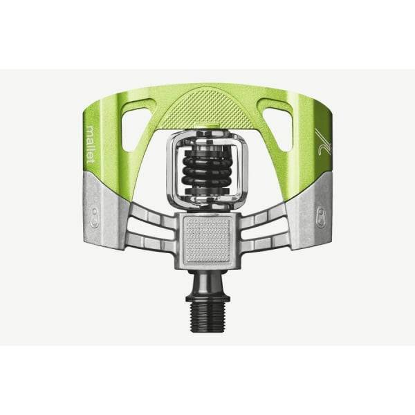 Crank Brothers Mallet 2 flat pedal with adjustable pins and durable design, suitable for mountain biking and cycling components.
