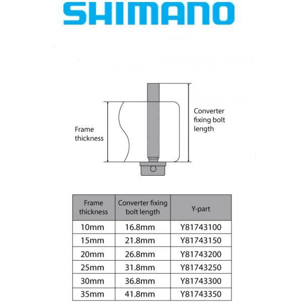 Shimano Spares flat mount caliper fixing bolt for 20mm frame, 33mm length, used in bicycle brake components.