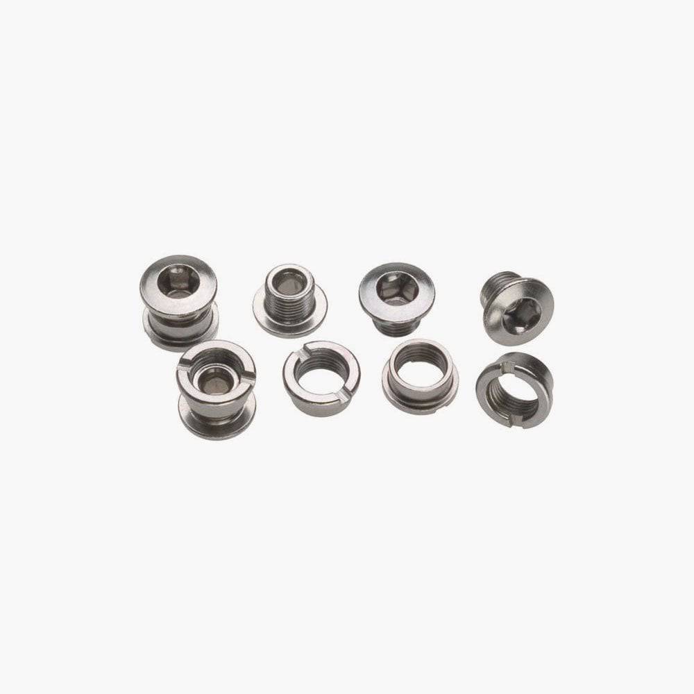Specialites TA single speed steel chainring bolts and accessories for bicycle components, shown in the image.