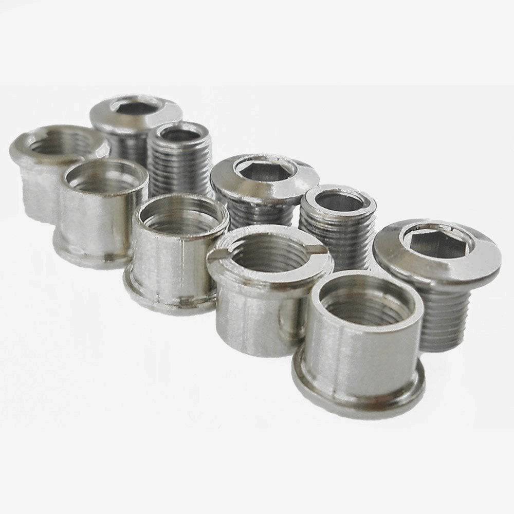 Specialites TA double steel chainring bolts for bike components, showing durable hardware for secure chainring attachment.