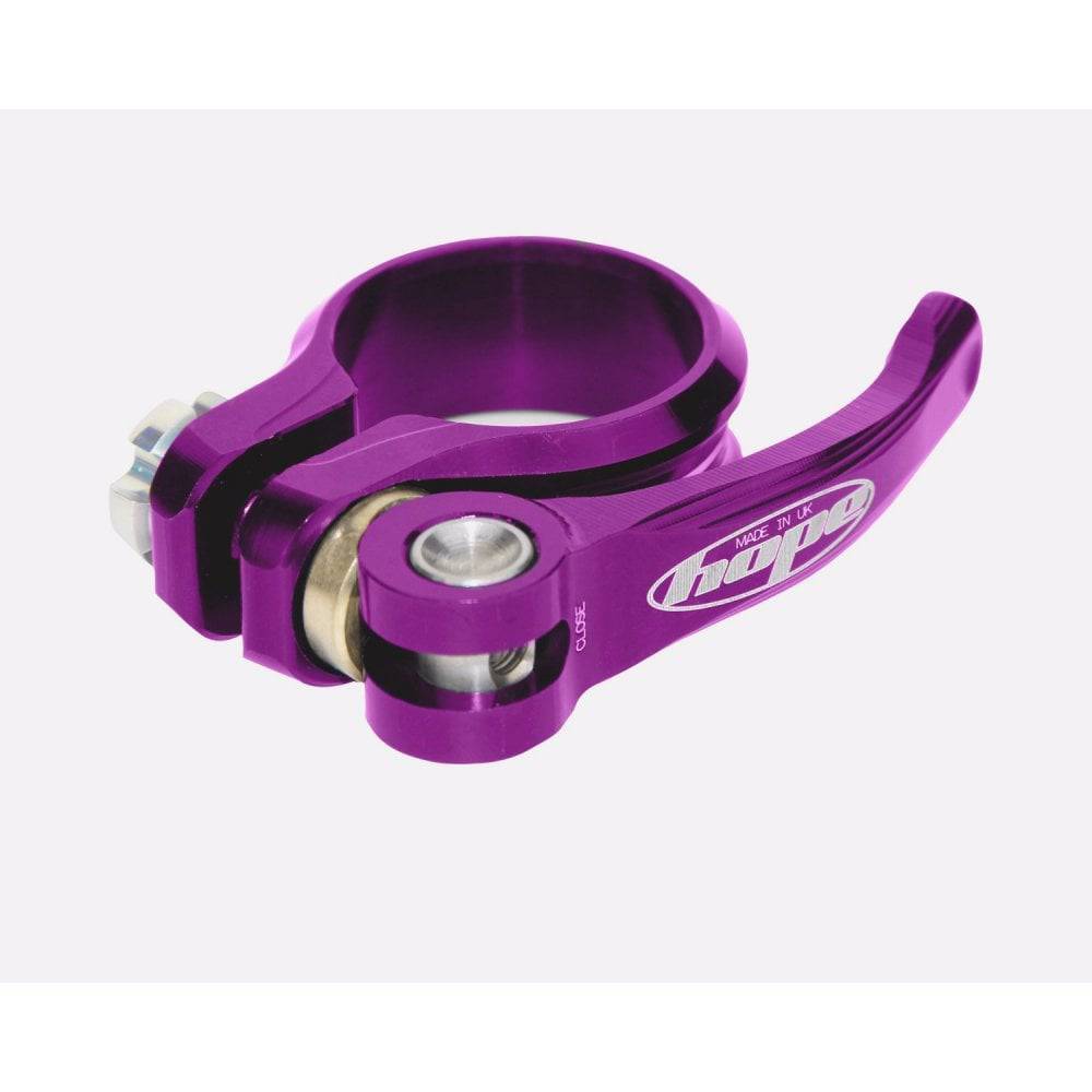 Hope Seat Clamp Q/R spare components for bolt and quick-release systems, showing the clamp and mounting hardware.