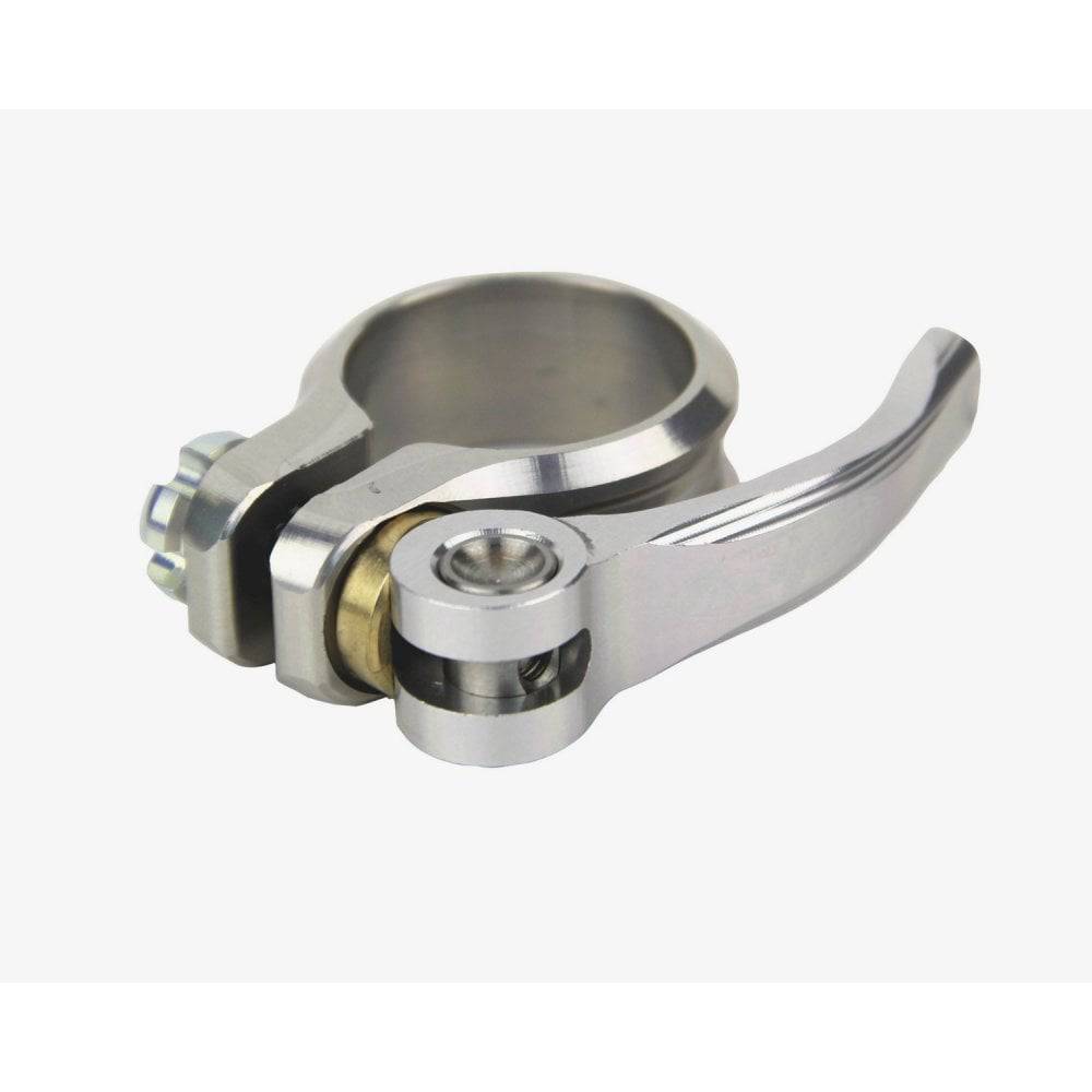 Hope seat clamp Q/R spares and accessories for bolt and quick-release systems, showing close-up of clamp components and hardware.
