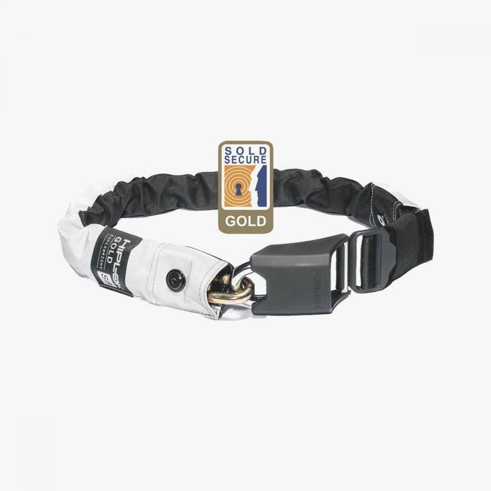 Hiplok GOLD wearable chain lock with 10mm thick chain, reflective sleeve, adjustable waist for bikes and accessories.