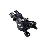Shimano Deore XT BR-M8100 2-piston hydraulic disc brake caliper for front or rear post mount bike components.