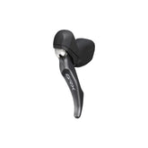 Shimano GRX BL-RX810 left hydraulic disc brake lever with rear caliper for gravel or mountain bikes, black finish, detailed close-up.