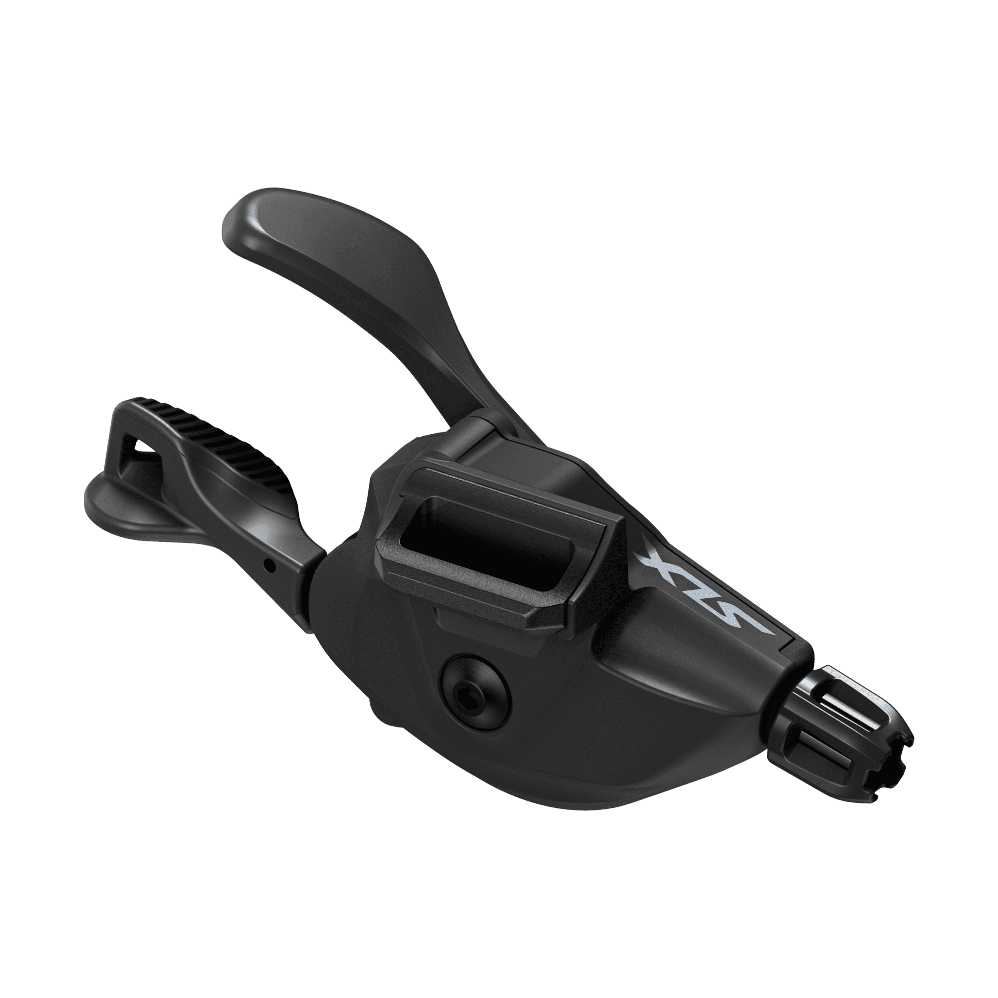 Shimano SLX SL-M7100-I 12-speed MTB shift lever with I-Spec EV integration, black and ergonomic design for mountain biking.