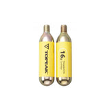 Topeak 16g threaded CO2 cartridges in iridescent copper and black for bike inflators, accessory for quick tire inflation.