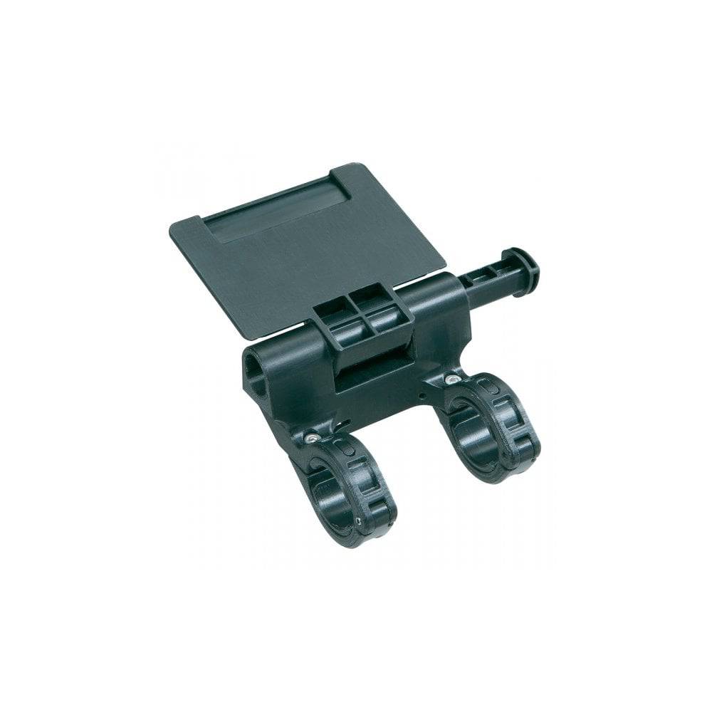 Topeak Fixer 9 QuickClick handlebar mount for tablets, black accessory with secure clamp on bike handlebars.