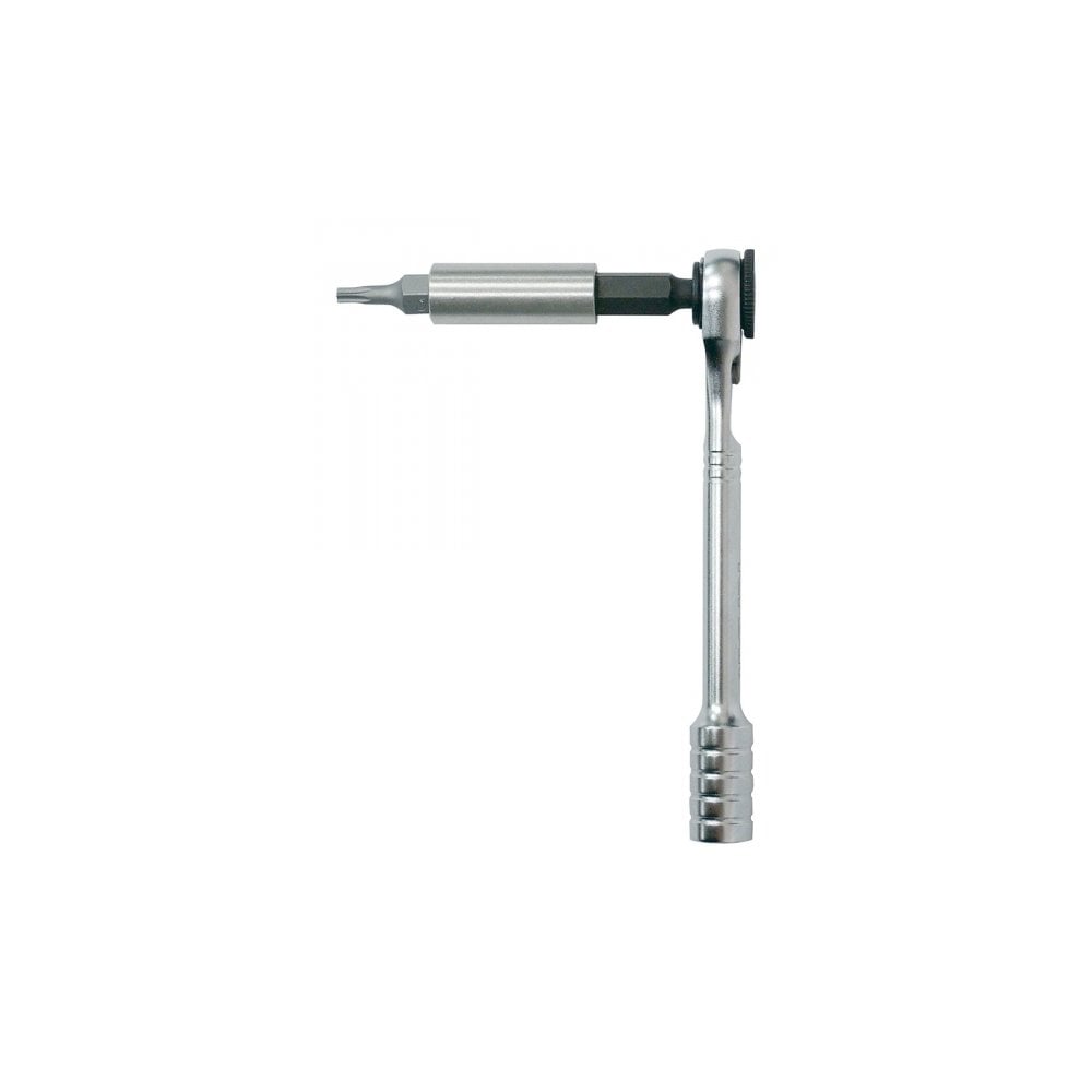 Topeak Ratchet Rocket Lite DX multi-tool with ratchet, tire levers, black and yellow, ideal for bike workshop repairs.