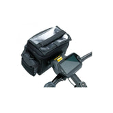 Topeak Fixer 8e black handlebar bag mount for eBikes, accessory attachment with quick-release clamp and durable design