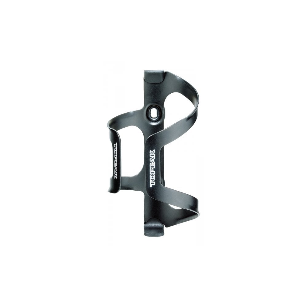 Topeak Dualside Black reversible bike water bottle holder mounted on a bike frame, lightweight and durable bicycle accessory