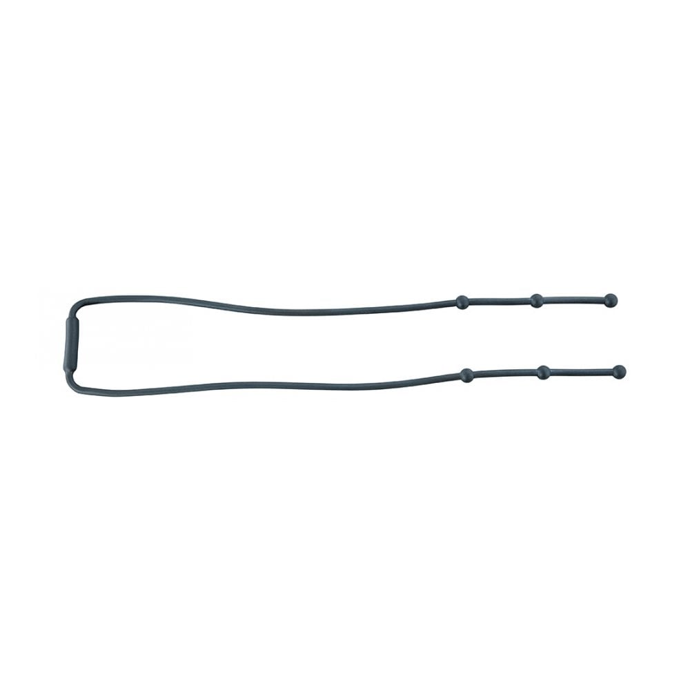 Black Topeak bungee cord for MTX and RX beam racks, secure bike luggage and accessories with durable, adjustable elastic cord.