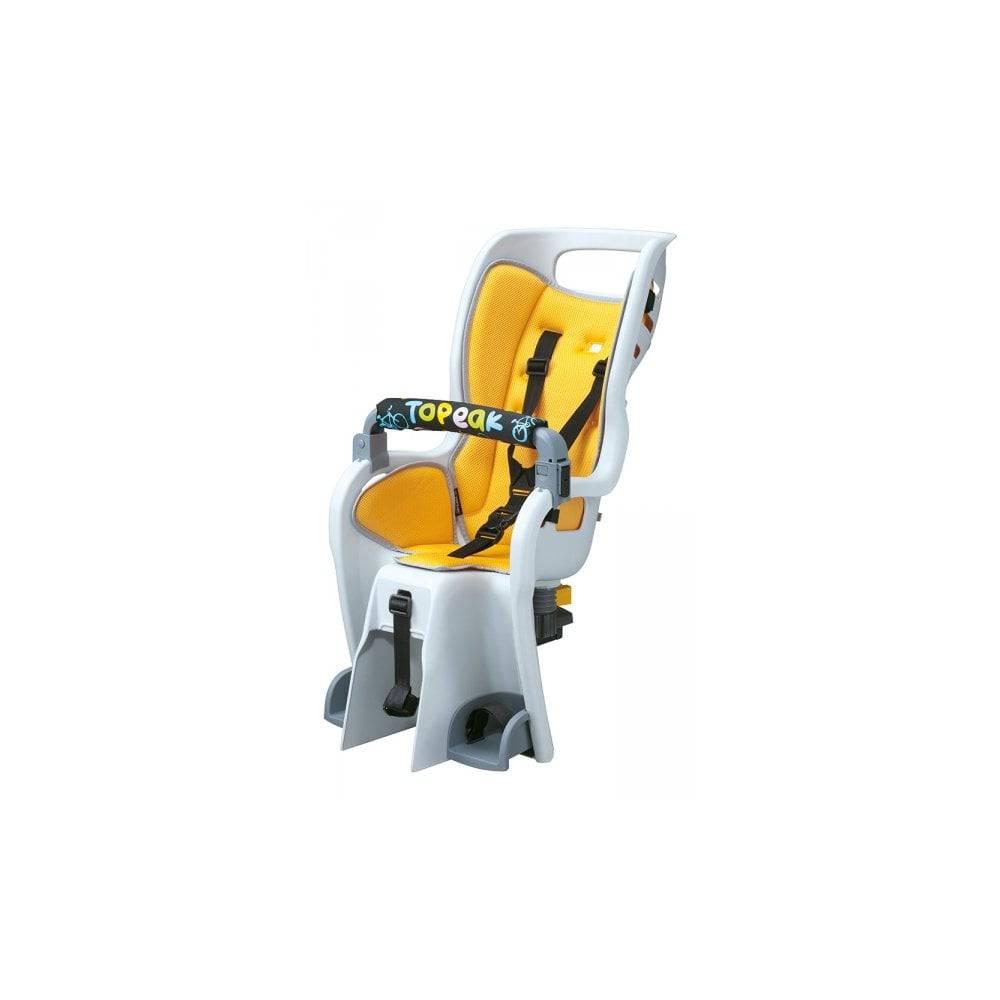 Grey Topeak BabySeat II replacement child bike seat accessory with padded seat and safety straps for secure riding.