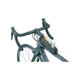 Topeak Fastfuel TriBag Large black bike top tube bag with clear TPU cover for easy access and storage during rides.