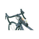 Large black Topeak Fastfuel TriBag bike top tube bag with clear TPU cover for easy access and storage during rides.