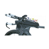 Topeak Fastfuel TriBag Large black bike top tube bag with clear TPU cover, designed for bike accessories storage.