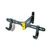 Topeak Solo bike holder in black and yellow mounted on wall, adjustable indoor bike display accessory for storage or display.