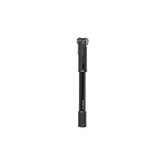 Topeak Roadie DAX black road bike pump with dual-action Presta valve for quick, easy tire inflation.