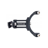 Topeak Omni-Backup Elite bike saddle mount bracket in black for attaching bottle cages, bike accessories, and storage solutions.