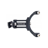 Topeak Omni-Backup Elite bike saddle mount bracket in black for attaching bottle cages, bike accessories, and storage solutions.